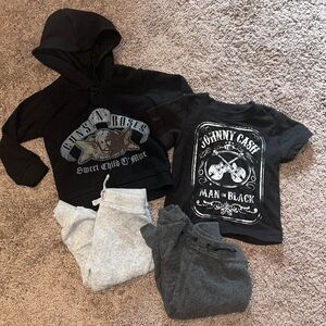 Babyboy 12m Guns & roses and Johnny cash band tshirt and sweatshirt pants